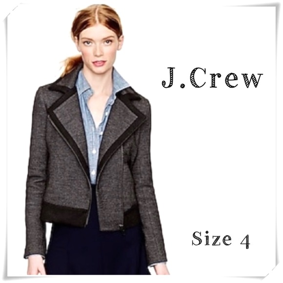 J. Crew Jackets & Blazers - J.Crew Stretch Jersey Wool blend Zip up Moto Jacket in Gray & Black